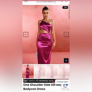 Wolddress One Shoulder Side Slit Maxi
Bodycon Dress Small Brand New